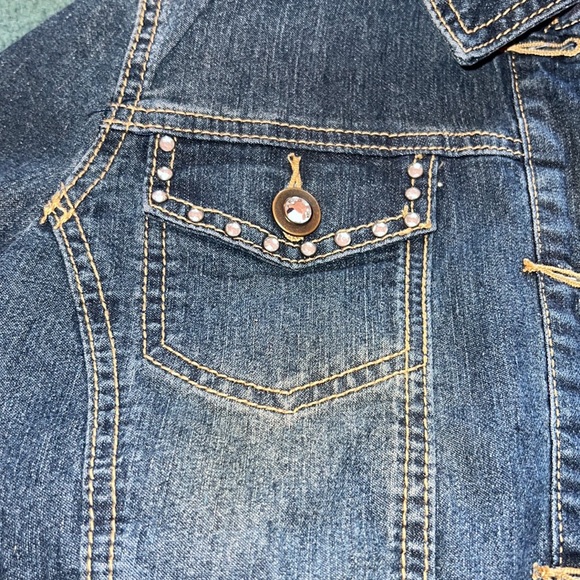 Blue Identity women’s size Large embellished jean jacket - Picture 2 of 9